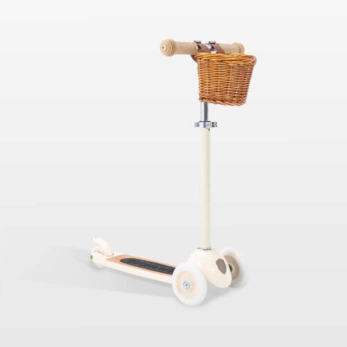 Banwood Cream 3-Wheel Kids Scooter with Basket